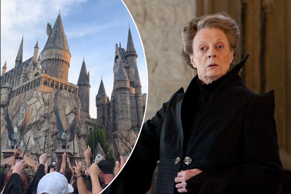 Harry Potter fans raise wands outside Hogwarts Castle to honor Maggie Smith