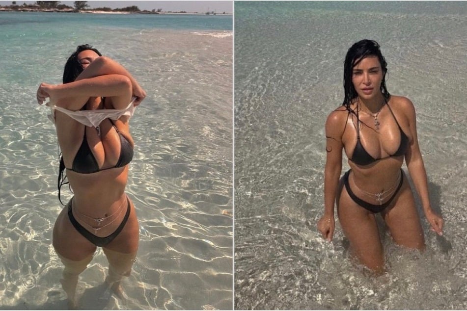 Kim Kardashian sizzles in SKIMs bikinis after controversial North West post