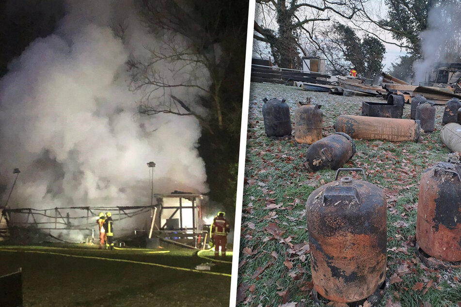 Vereinsheim brennt nieder: Lodernde Flammen zerstören gesamtes Gebäude
