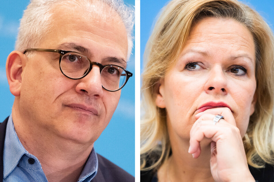Die Montage zeigt links den Spitzenkandidaten der Grünen, den hessischen Wirtschaftsminister Tarek Al-Wazir (52), und rechts die Spitzenkandidatin der SPD, Bundesinnenministerin Nancy Faeser (53).