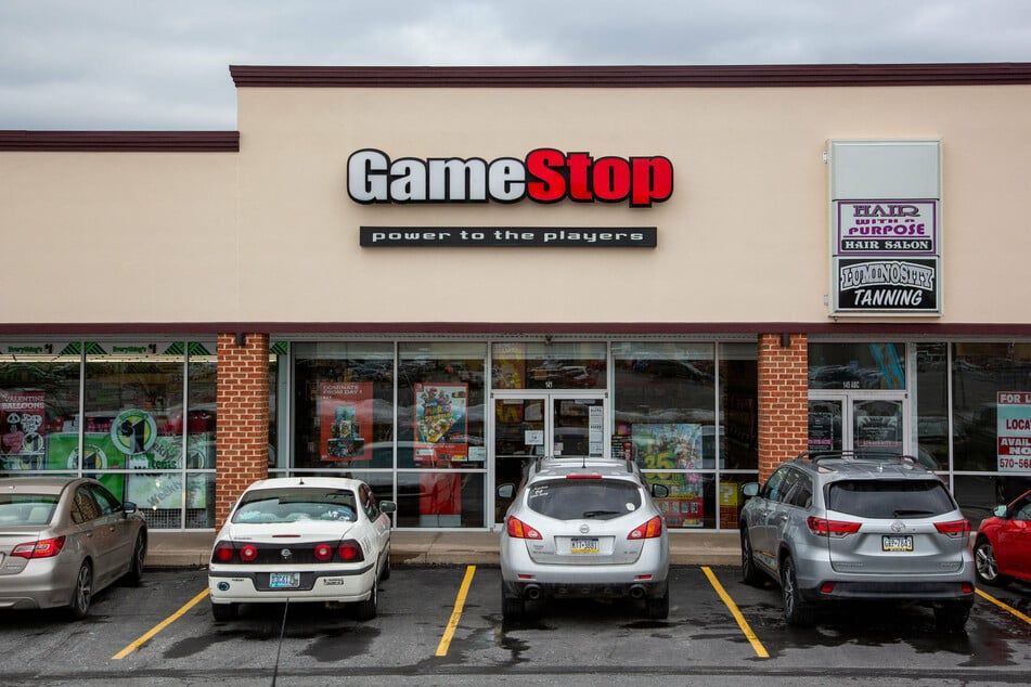 Cars seen parked in front of a GameStop store in Selinsgrove, Pennsylvania.