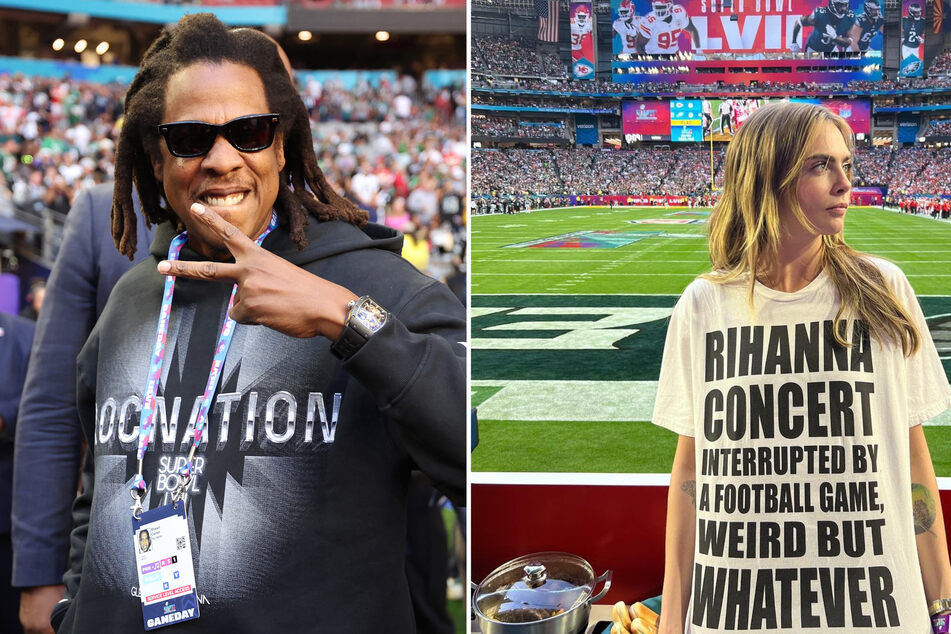 The 2023 Super Bowl was a star-studded event, with attendees like Jay-Z (l.) and Cara Delevingne.