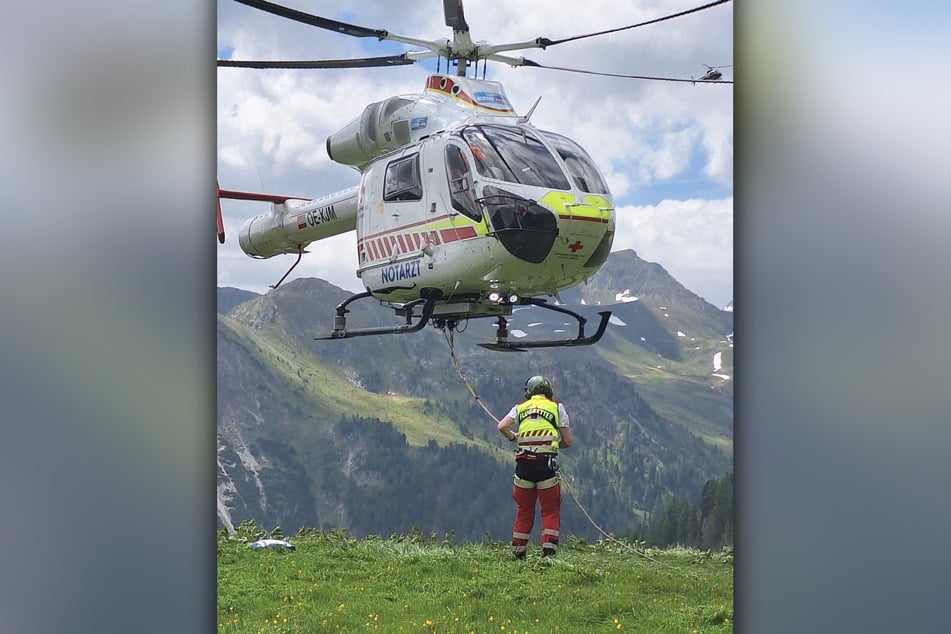 Per Tau und Hubschrauber wurde die verletzte deutsche Wanderin (19) nach dem Steinschlag am Stierkopf in Sicherheit gebracht.