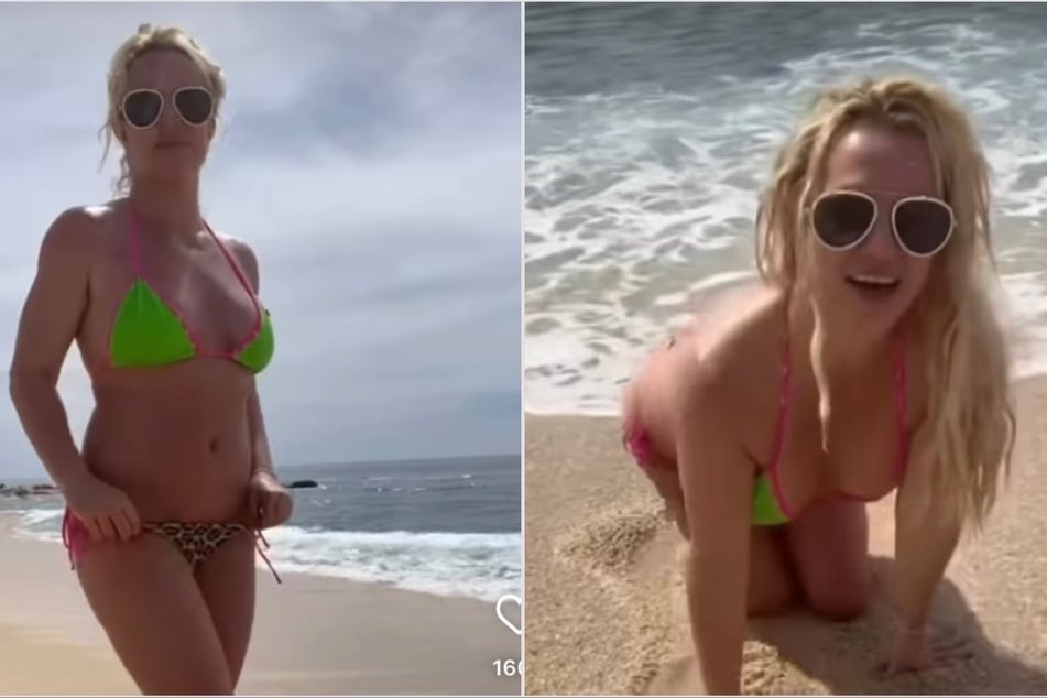 Beach vibes! Britney Spears showed off her neon bikini while enjoying a beach day.