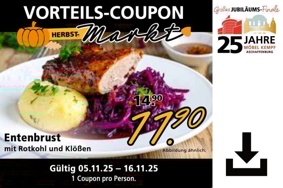 Hier klicken und Essenscoupon herunterladen.