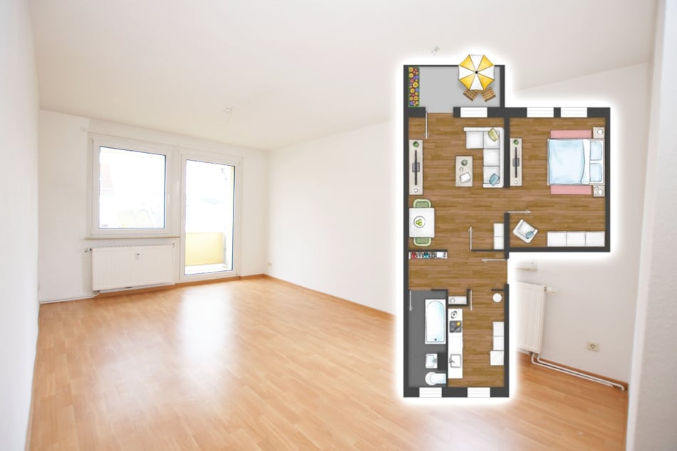 In Plauen ist gerade diese moderne 2-Raum-Wohnung mit super Lage und Balkon frei