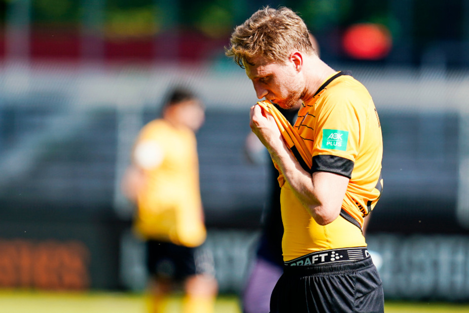 Marco Hartmann schoss Dynamo zum 1:0-Sieg in Sandhausen und war nach Schlusspfiff dennoch niedergeschlagen, weil der KSC den entscheidenden einen Punkt doch noch holte.