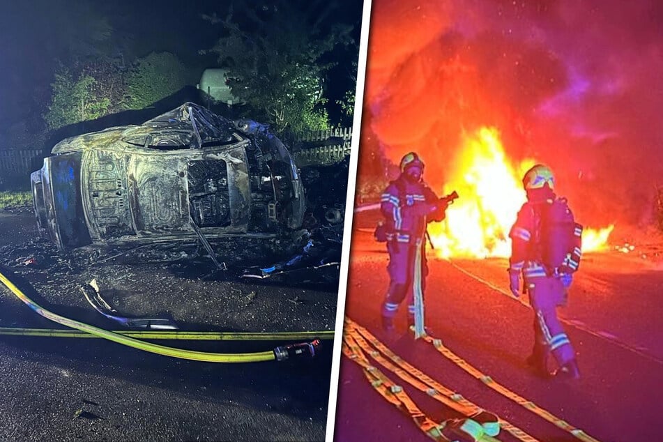 Schwerer Unfall in NRW: Auto überschlägt sich und fängt an zu brennen