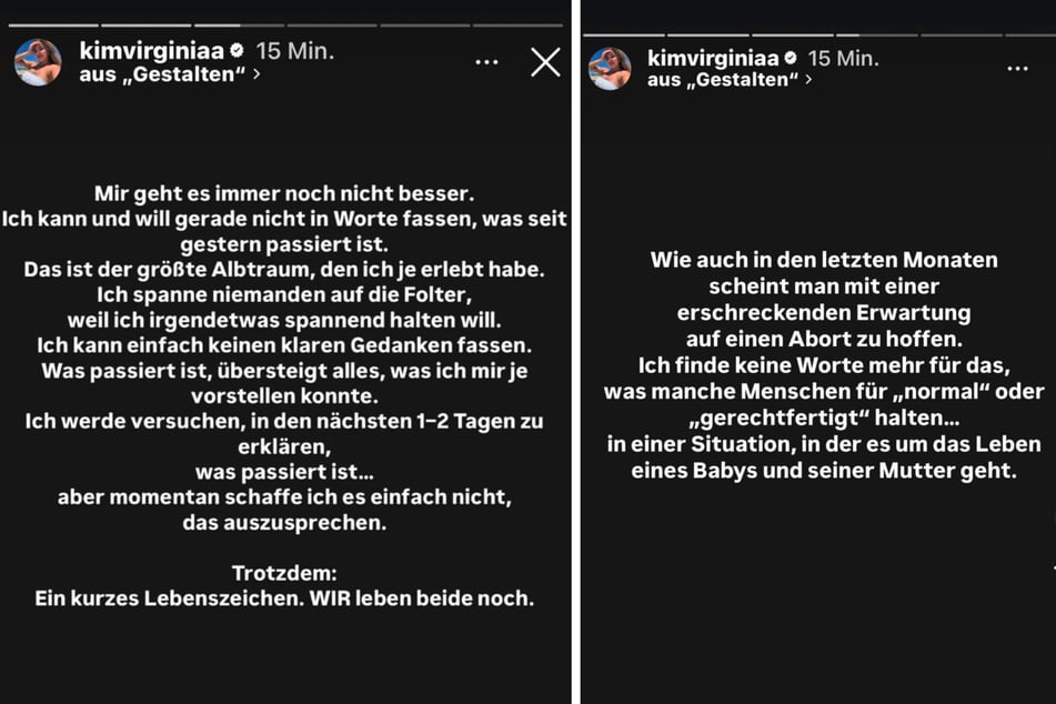 Kim Virginia Hartung gab ein Lebenszeichen aus dem Krankenhaus und versicherte, dass es ihr und ihrem Baby gut gehe.