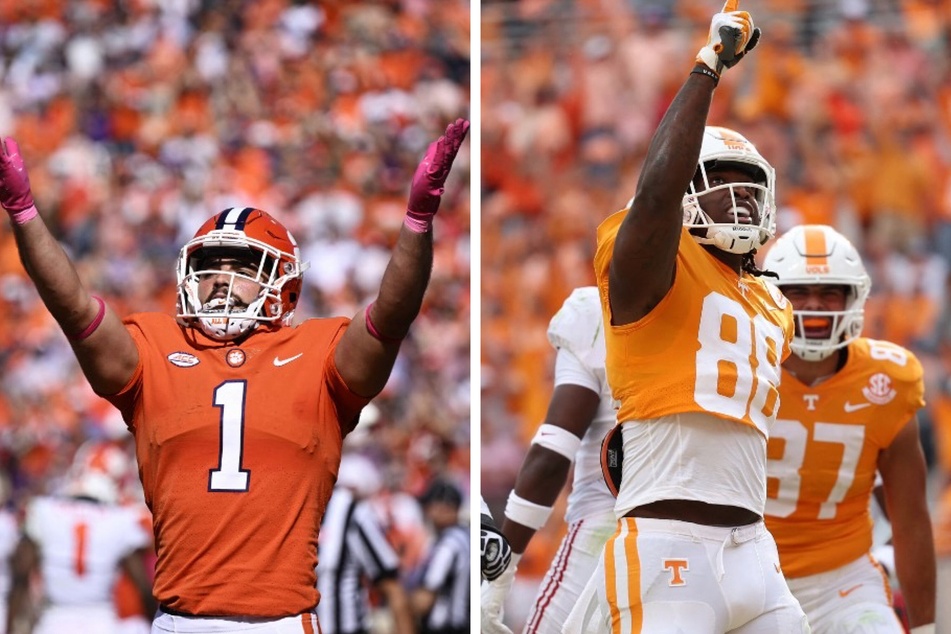 The Clemson Tigers (l) will suit up against the Tennessee Volunteers for the New Year's Six Orange Bowl title.
