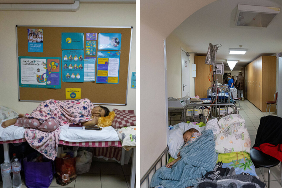 Mothers and babies have found what comfort they can on makeshift beds and blankets in the basement of Ohmatdyt Children's Hospital in Kyiv, Ukraine.