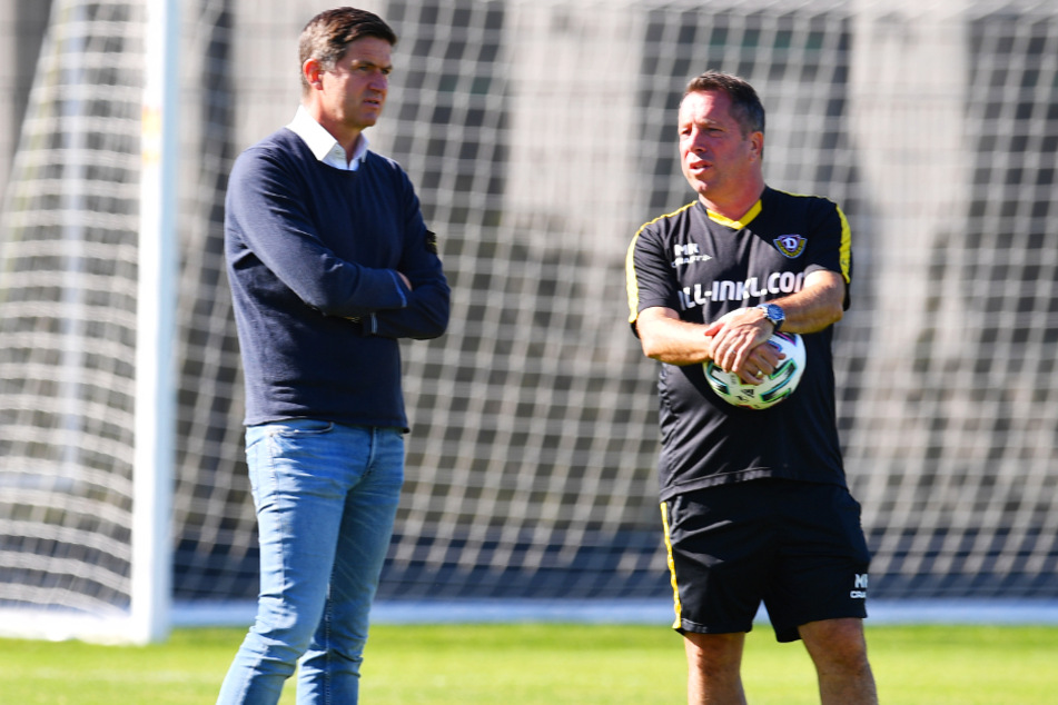 Ralf Becker (l.) mit Cheftrainer Markus Kauczinski.