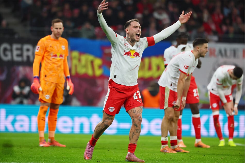 RB Leipzigs Kapitän David Raum (27) war mit der ein oder anderen Schiedsrichterentscheidung nicht einverstanden.