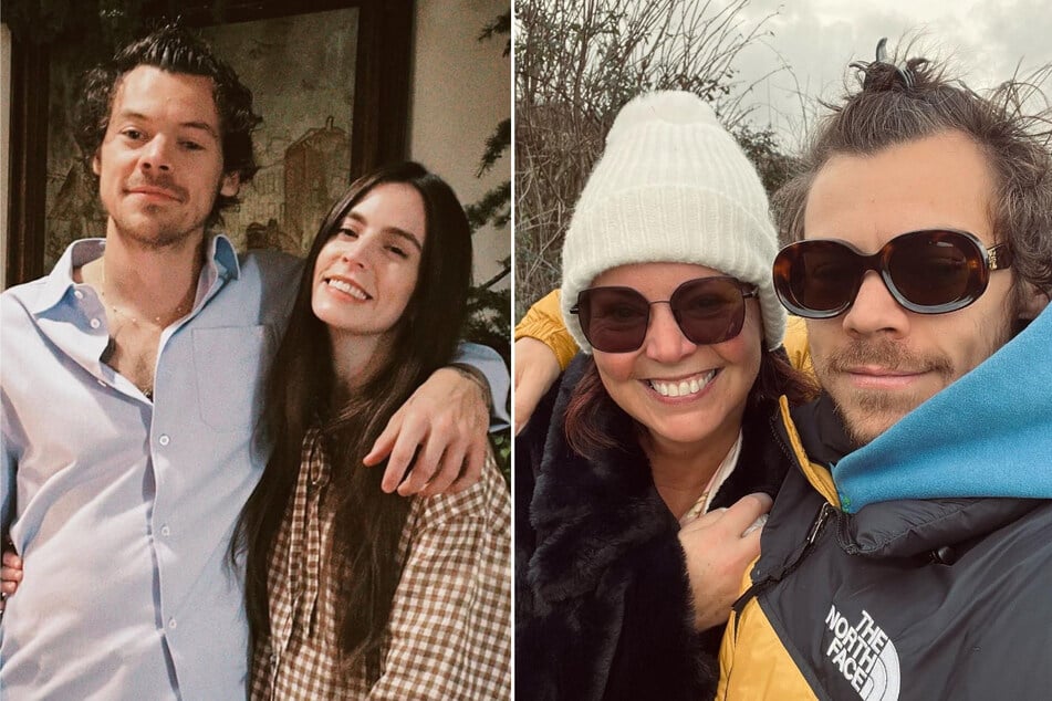 Harry Styles' sister Gemma Styles (center l) and mom Anne Twist (center r) both shared new photos of the singer to celebrate his birthday.