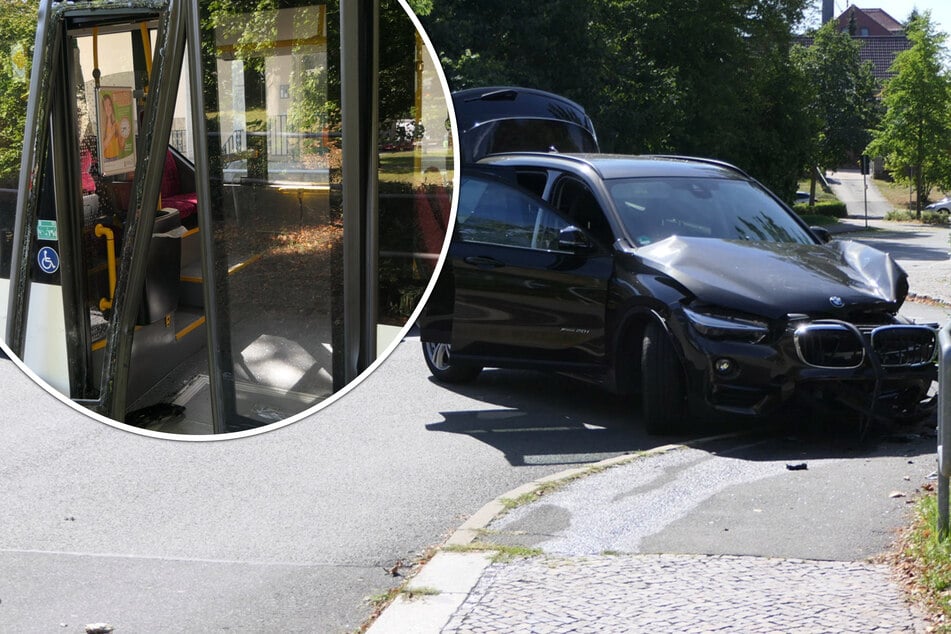 Heftiger Zusammenstoß in Sachsen: BMW kracht frontal in Linienbus