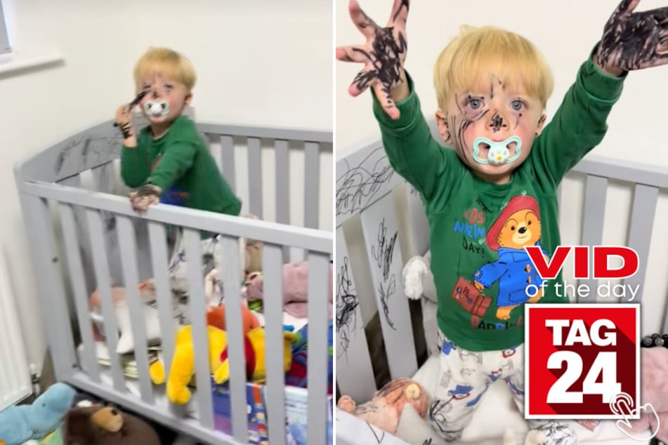 This mom walked into her toddler's room and discovered a full-blown marker makeover!
