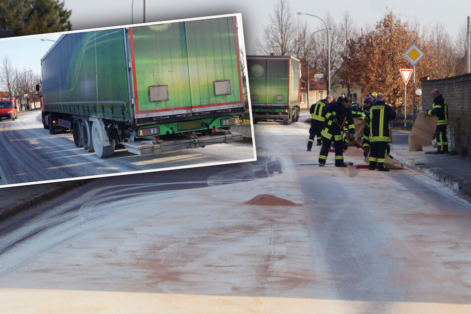 Lkw verliert Chemikalien: Feuerwehr muss B183 sperren