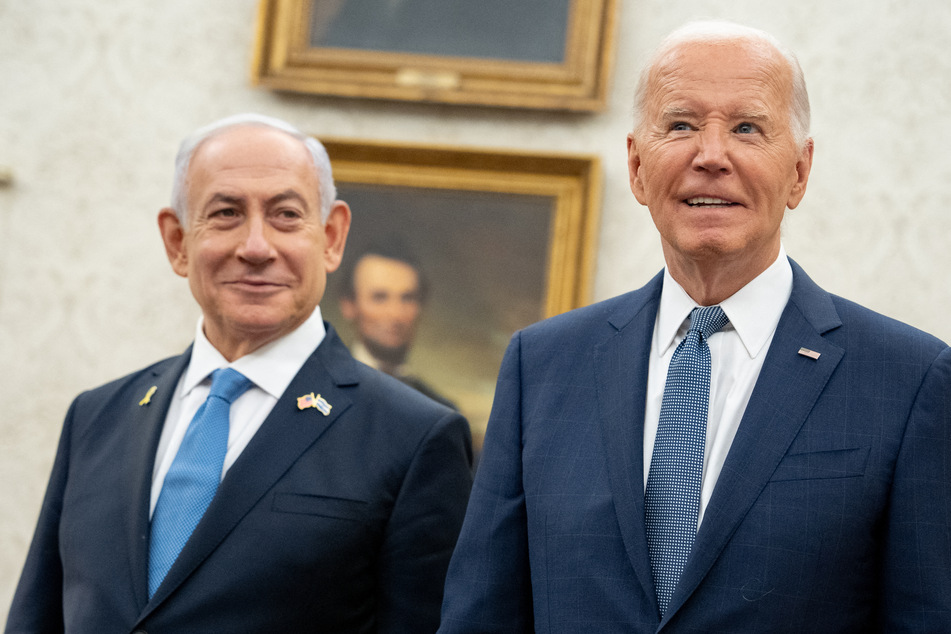 President Joe Biden (r.) pushed Israeli Prime Minister Benjamin Netanyahu to quickly reach a Gaza ceasefire Thursday.