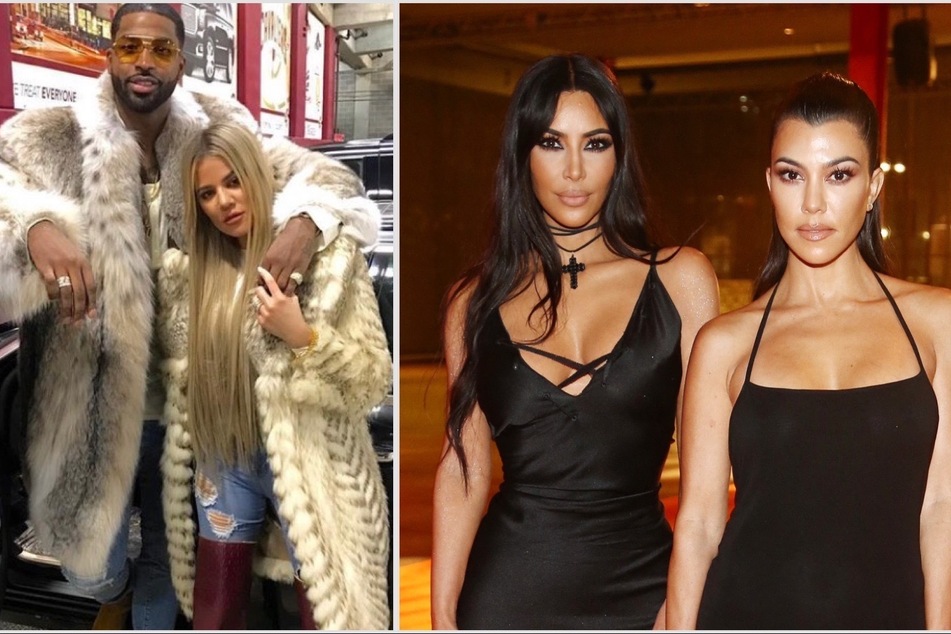 Are Kim Kardashian and Kourtney Kardashian (r.) on board with Khloé and Tristan (l) possibly getting back together?