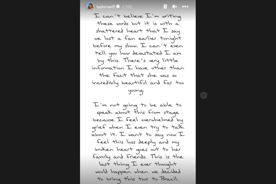 Nach dem Tod eines Fans teilte Taylor Swift bei Instagram rührende Worte.