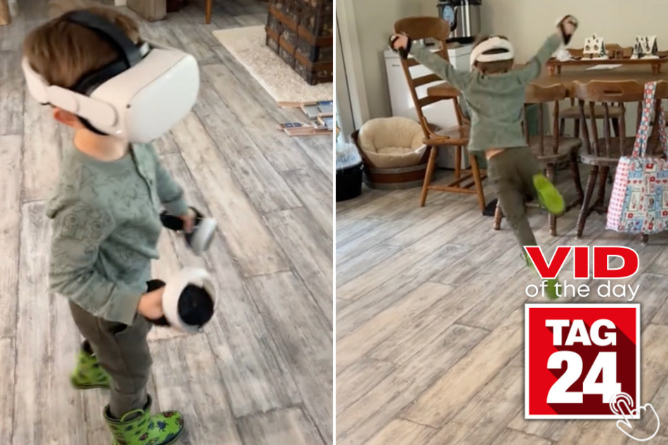 Today's Viral Video of the Day captures a boy who gets himself into a hilarious virtual reality fail!