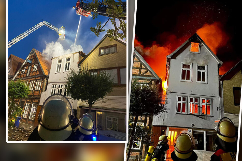 Feuer-Inferno: Zwei Altbauten in Dannenberger Innenstadt stehen in Flammen