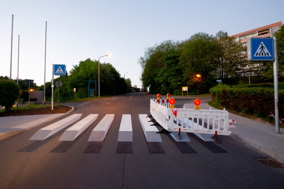 3D-Zebrastreifen im Wohngebiet Walperloh in Schmalkalden.