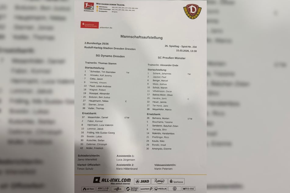 Blick auf den Aufstellungsbogen: So gehen beide Teams ins Keller-Duell.