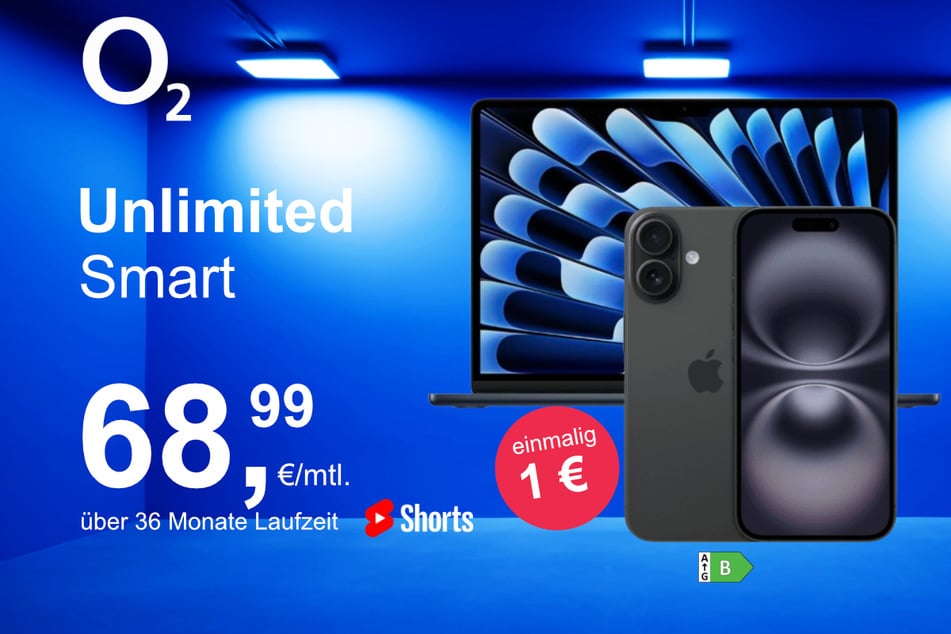 Das iPhone 16 mit MacBook Air 13 im Bundle für nur 1 Euro exklusiv bei o2.