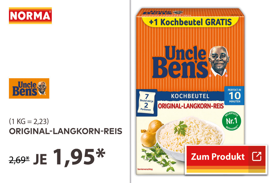 Original-Langkorn-Reis für 1,95 Euro.