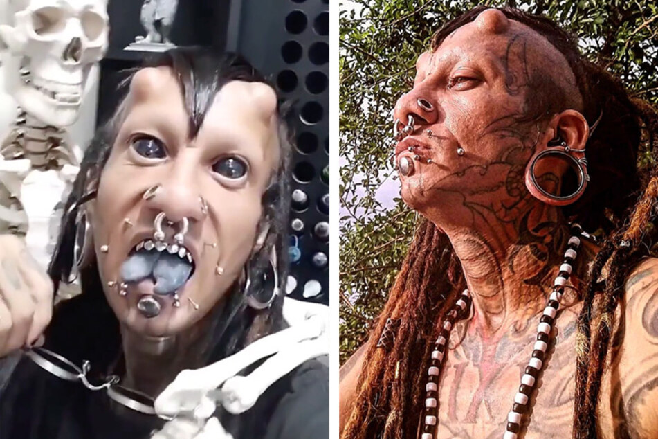 Tattooed human "devil" reveals jarring body mods that will make you squirm!