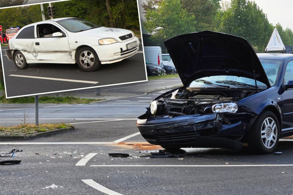 Stromausfall hat Folgen: VW und Opel krachen zusammen, Lützner Straße dicht