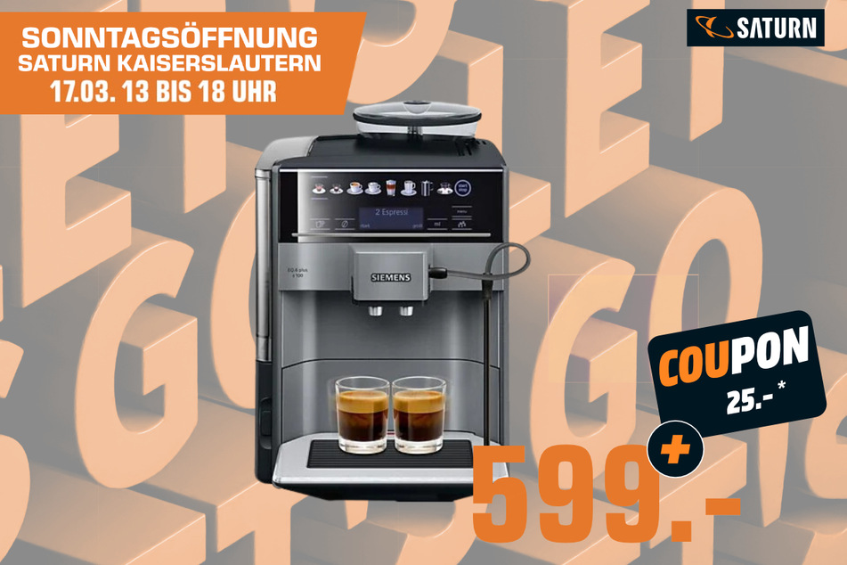 Siemens-Kaffeevollautomat für 599 Euro + 25-Euro-Coupon.
