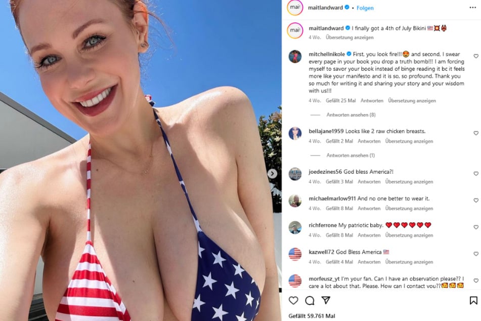 Maitland Ward (46) machte sich mit Pornovideos einen Namen. Auch in den sozialen Medien zeigt sie sich gern freizügig.
