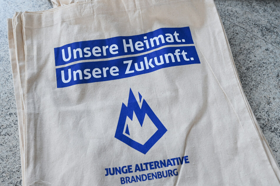 Mit solchen Tragetaschen warb die Junge Alternative auf dem AfD-Parteitag in Brandenburg.