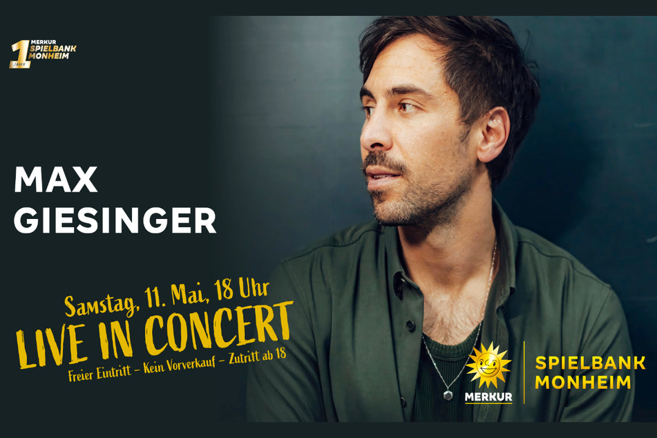 Das Max Giesinger Konzert findet am 11. Mai um 18 Uhr in der Merkur Spielbank Monheim statt – Eintritt ist kostenlos.
