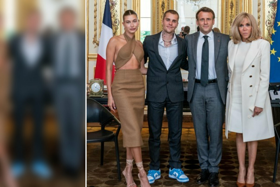 Bauchfrei und in Turnschuhen: Justin und Hailey Bieber besuchen Präsident Macron