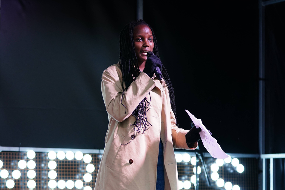 Vanessa Nakate of Uganda, speaking after the massive Fridays for Future march in Glasgow on November 5.