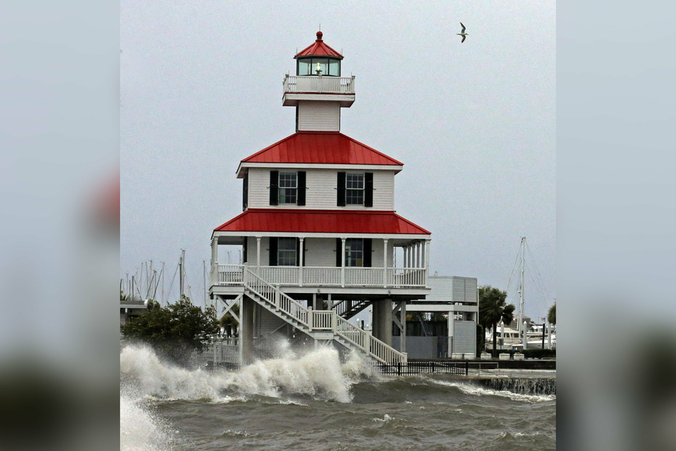 Waves started to kick up on Lake Pontchartrain as Hurricane Ida approached New Orleans early on Sunday.