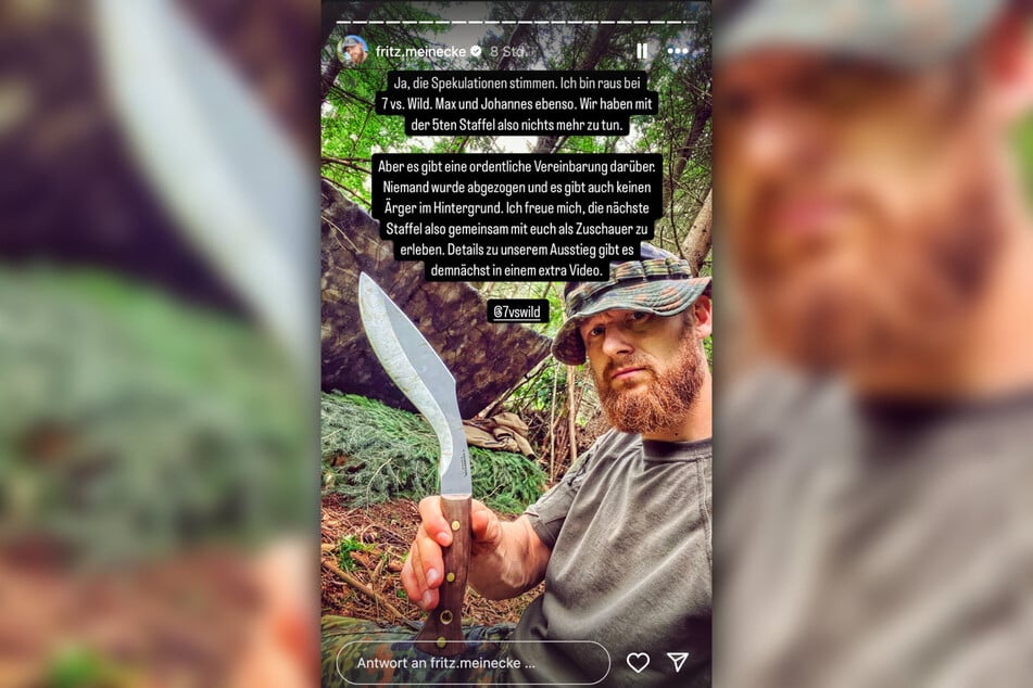 Fritz Meinecke (36) schreibt, dass seine Entscheidung, "7 vs. Wild" zu verlassen, keinen internen Streit verursacht habe.