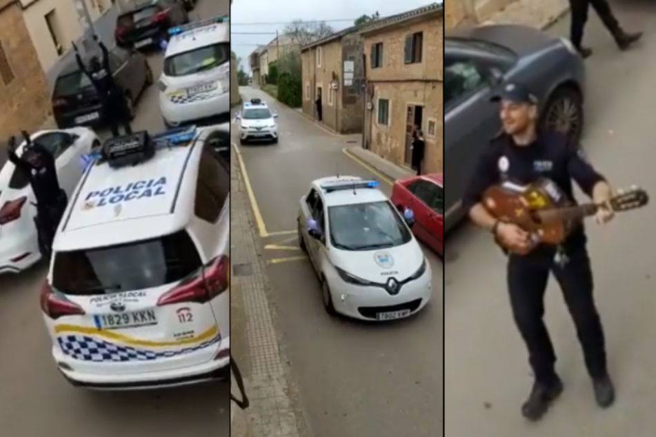 In Zeiten der Corona-Krise sorgen spanische Polizeibeamte für Aufheiterung.