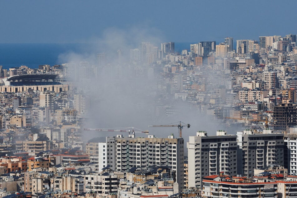 Smoke rises above a suburb of Beirut after Israel unleashed attacks on Lebanon as part of the ongoing US-Israeli war on Iran.