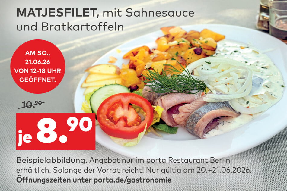 Sahnig, cremig, würzig: Damit überzeugt das Matjesfilet bei porta Berlin-Mahlsdorf.