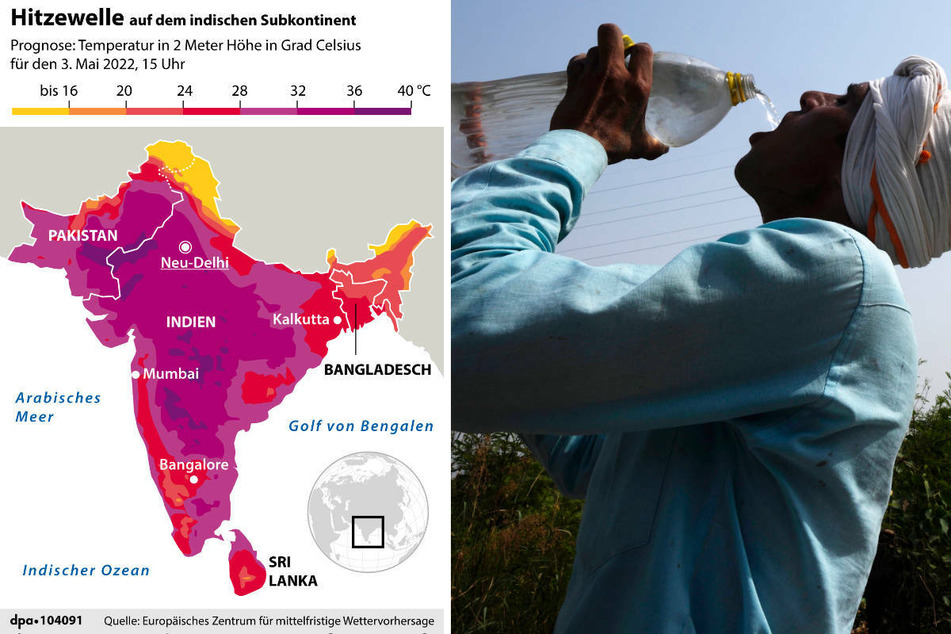 Der indische Subkontinent ist derzeit von einer zu dieser Jahreszeit brutalen Hitzewelle betroffen.