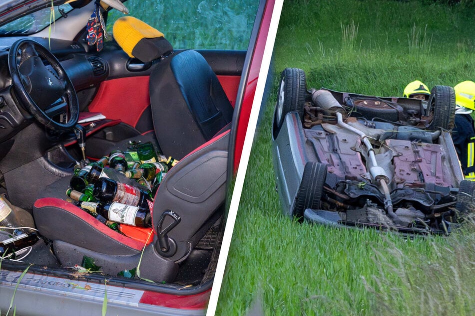 Betrunken und bekifft: Junger Mann verliert Kontrolle über Auto und landet auf dem Dach