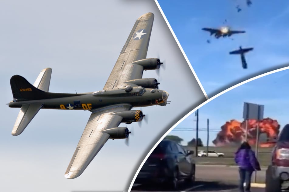 Horror-Crash bei Flugshow: Historische Flugzeuge rasen ineinander, zerbrechen in der Luft - Sechs Tote!