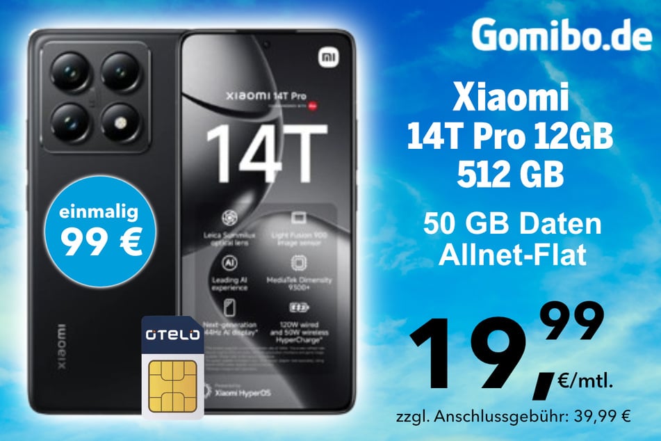 Das Xiaomi 14T Pro 12GB/512GB in der 50 GB Otelo Allnet-Flat für einmalig 99 Euro.
