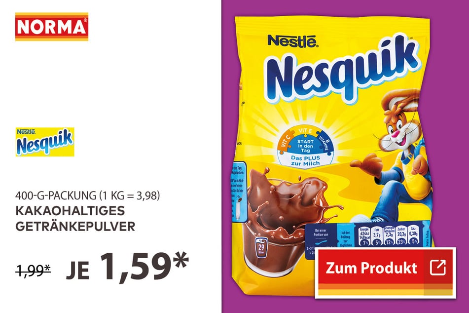 Kakaohaltiges Getränkepulver für 1,59 Euro.