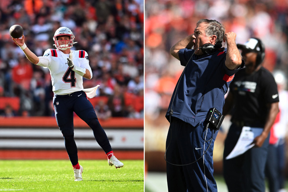 A Patriots win inspired by Bailey Zappe (l.) left Bill Belichick in second for the most all-time coaching wins across the regular season and postseason.