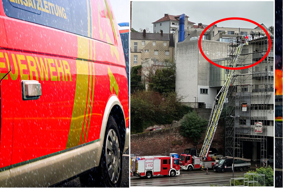 Der Arbeiter hatte sich auf dem Dach das Fußgelenk gebrochen und konnte nicht alleine heruntersteigen.